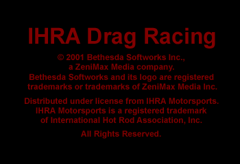 IHRA Drag Racing Title Screen